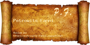 Petrowits Fanni névjegykártya